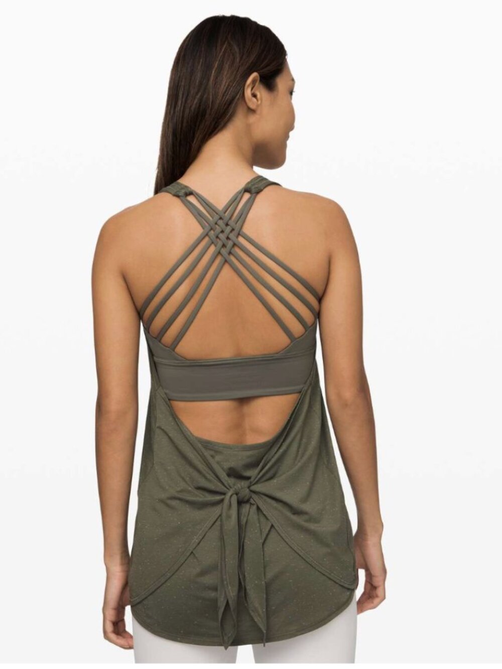 lululemon athletica Olive Sage Tied in Energy Tank Like New size 8